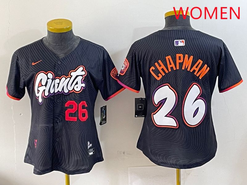 Women San Francisco Giants 26 Chapman Black Joint Name Nike 2025 MLB Jersey style 4